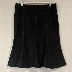 Y2K vintage Nicole by Nicole Miller black stretch denim flounce skirt  8